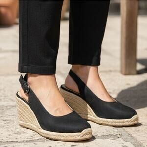 Naturalizer | Black Wedge Espadrilles | Size 10